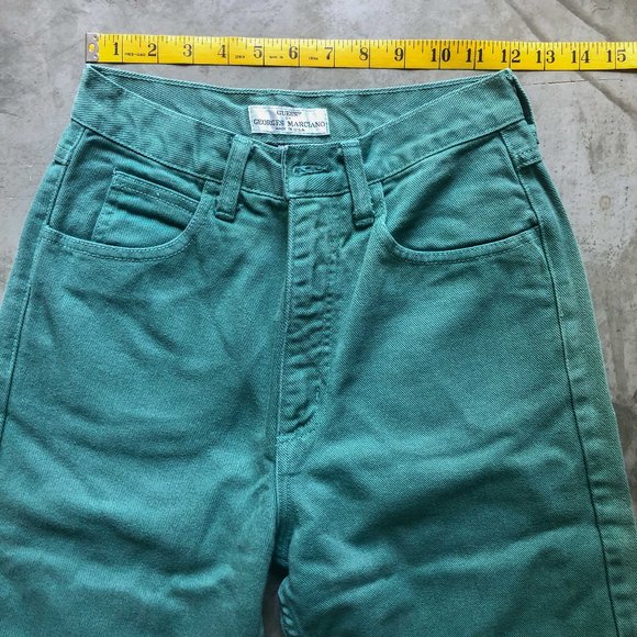 vintage 80s green GUESS JEANS high rise 28 - Picture 6 of 10